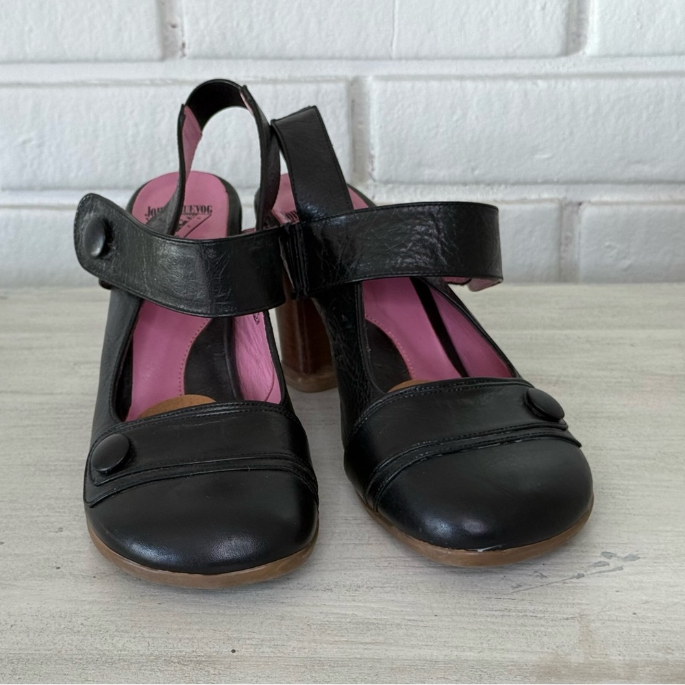 John Fluevog Sopranos: Wilhelmina – Black Heels, Size 8 Slingback Mary Jane